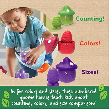 Learning Resources Peekaboo Gnome Homes , Preschool Learning Activities, Toddler Learning Toys, Montessori Toys, Sustainable Toys, Easter Toys, Ages 18 Month+,15 Pieces