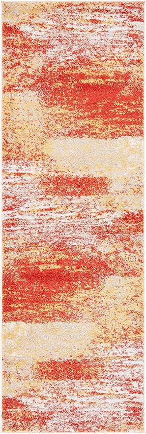 SAFAVIEH Adirondack Collection Runner Rug - 2'6" x 8', Rust & Gold, Modern Abstract Design, Non-Shedding & Easy Care, Ideal for High Traffic Areas in Living Room, Bedroom (ADR112P)