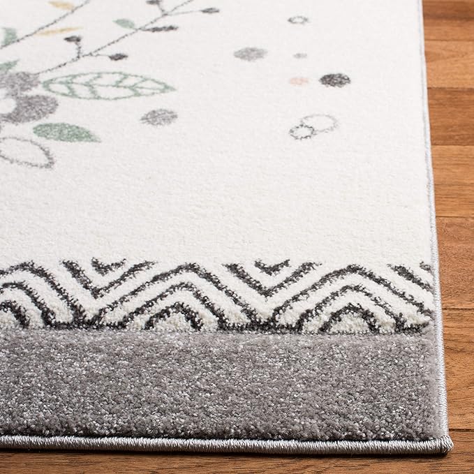 SAFAVIEH Carousel Kids Collection Area Rug - 8' x 10', Ivory & Pink, Cat Design, Non-Shedding & Easy Care, Ideal for High Traffic Areas for Boys & Girls in Playroom, Nursery, Bedroom (CRK187A)