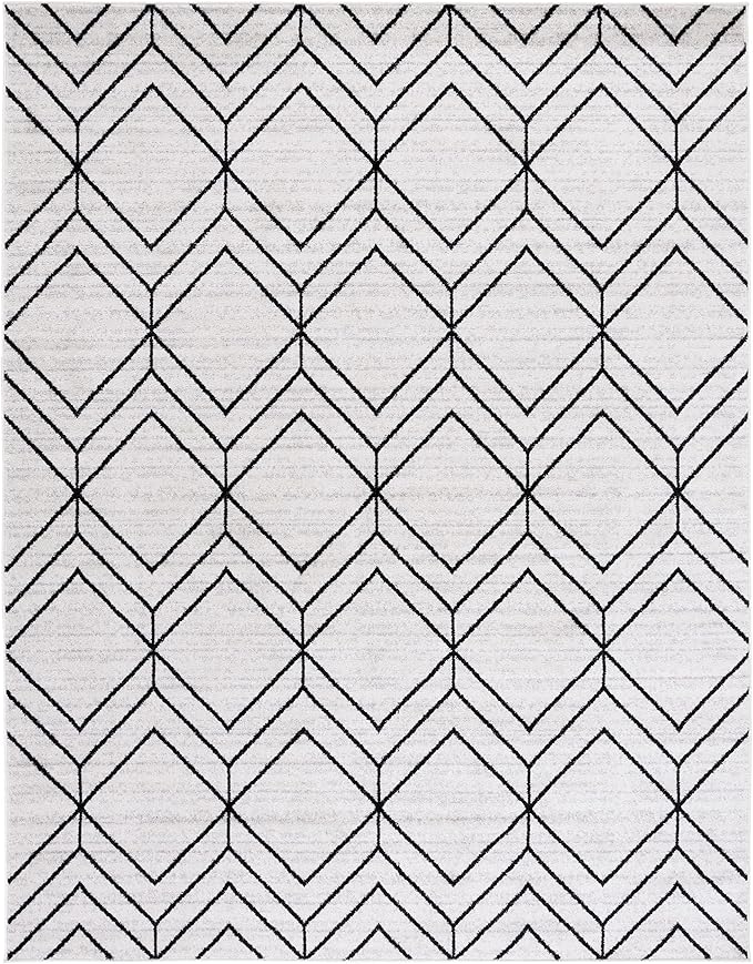 SAFAVIEH Adirondack Collection X-Large Area Rug - 11' x 15', Ivory & Black, Modern Geometric Design, Non-Shedding & Easy Care, Ideal for High Traffic Areas in Living Room, Bedroom (ADR241A)