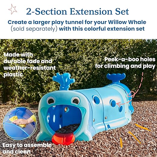 ECR4Kids Willow Climb-N-Crawl Whale, 2-Section Extension Set, Add-on Item, Cyan/Capri Blue