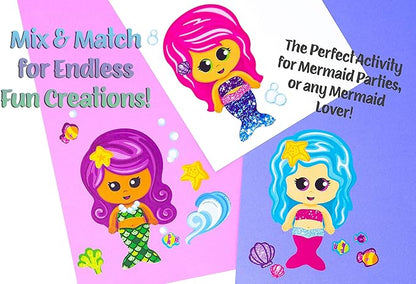 24 Make A Mermaid Stickers - Perfect for Mermaid Party Supplies & Mermaid Party Favors for Kids - Great for Under The Sea Birthday Decorations Or Classroom Activity That Promotes Creativity - Ages 3+