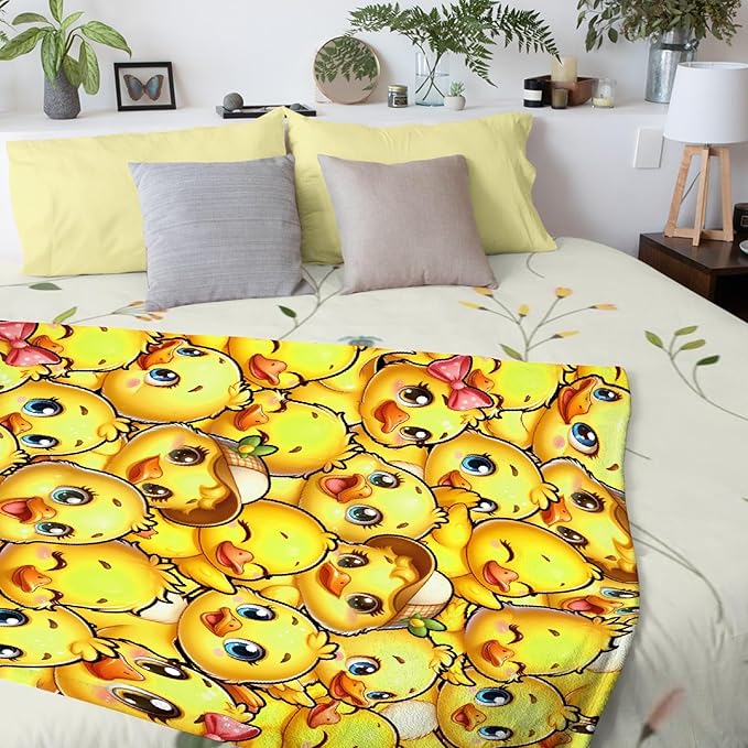 Little Yellow Ducks Adult duck Blanket Kids Funny Blanket Suitable for Bedroom Living Room bed sofa Crib Couch Chair outdoor All Season Items That Yellow Duck Lovers Will Love 50"x40"for Kid