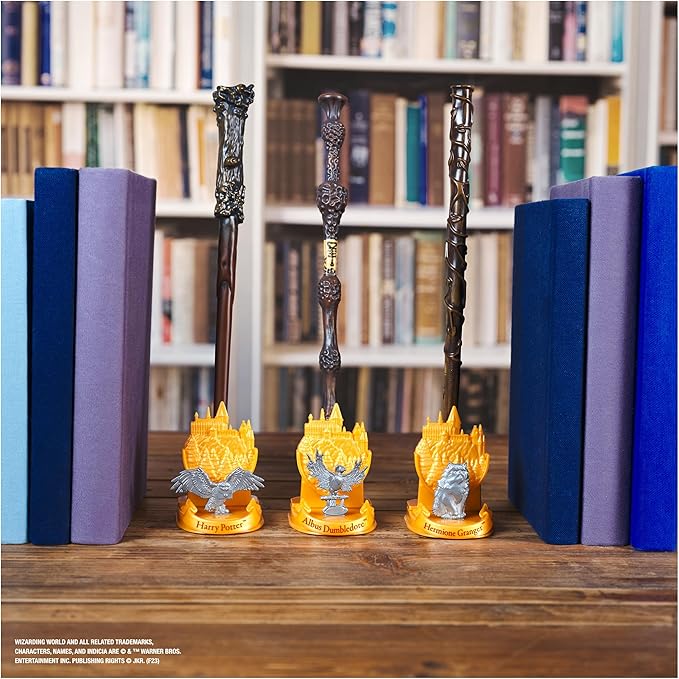 Wizarding World Harry Potter, 12-inch Magical Collector Albus Dumbledore Wand with Stand & Die-cast Icon, Magical Creatures Series