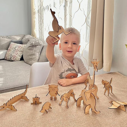 10in1 Craft DIY 3D Wooden Puzzles Bundle Set for Kids Age 3+ | Assemble Paint & Play Brain Teaser Puzzles | Educational STEM Toy for Boys Girls