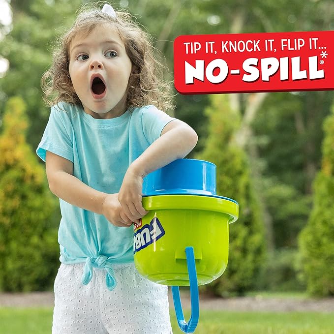 Fubbles Bubbles No-Spill Big Bubble Bucket in Green | Bubbles for Toddlers and Kids of All Ages | Includes Fubbles Bubbles Bucket and 3 Bubble Wands, Made in The USA