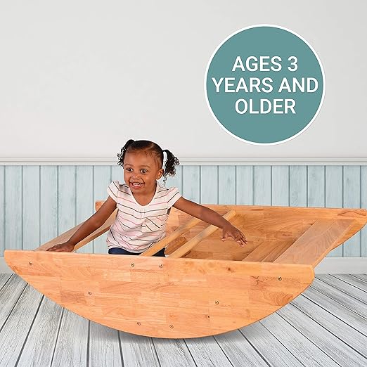Constructive Playthings Wooden Rocking Boat for Children, Use as Playground Equipment, Daycare Furniture or for Home Use, Indoor and Outdoor Toddler Toys, Climbing Toy, Sits 4 Kids, 2 Years & Up