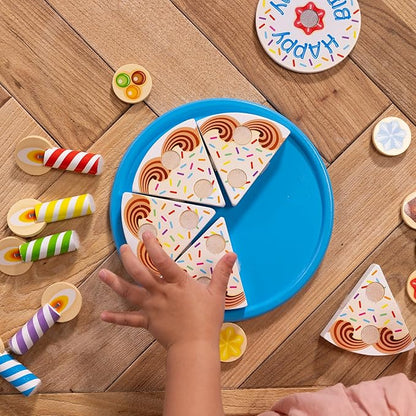 Melissa & Doug Birthday Party Cake - Wooden Play Food with Mix-n-Match Toppings and 7 Candles