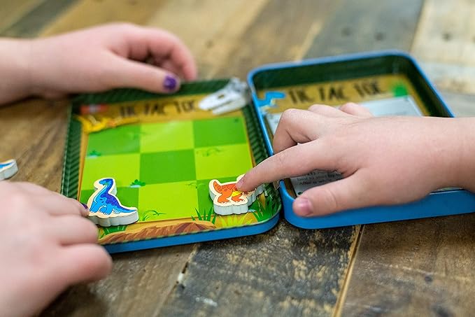 Bendon TS Shure Dinosaur Tic-Tac-Toe Games Mini Magnetic Activity Tin with Illustrated Foam Magnets 50515