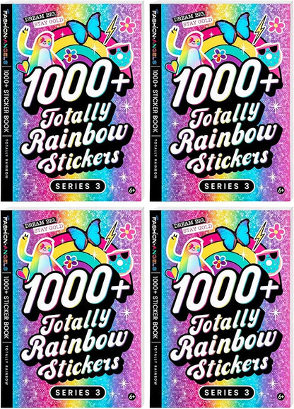 Fashion Angels 1,000+ Totally Rainbow Sticker Book Multi Pack, Bulk Pack of 4 Colorful Craft Sticker Books, Ideal Gift & Party Favor for Kids, Tweens, Teens