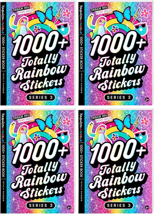 Fashion Angels 1,000+ Totally Rainbow Sticker Book Multi Pack, Bulk Pack of 4 Colorful Craft Sticker Books, Ideal Gift & Party Favor for Kids, Tweens, Teens