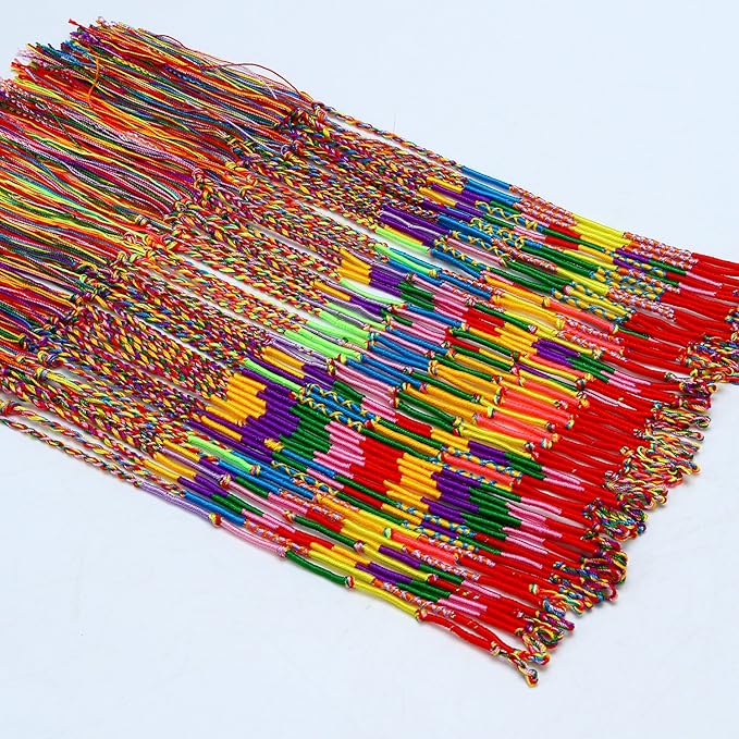 Resinta 100 Pieces Handmade Braided Bracelets Assorted Colors Friendship Cords Thread Bracelets Party Supply Favors for Wrist Anklet