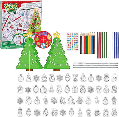 Shrinky Dinks Christmas Tree Kit, 50 Pre-Cut Shrinky Dinks Ornaments, Arts and Crafts, Kids Toys for Ages 5 Up by Just Play