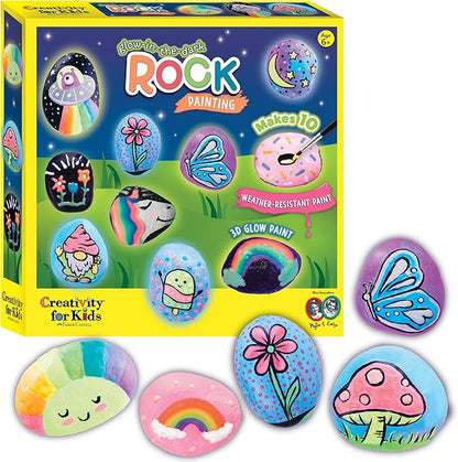 Creativity for Kids Glow in the Dark Rock Painting Kit: Crafts for Kids Ages 6-8+, Painting Rocks Arts and Crafts, Kids Gift