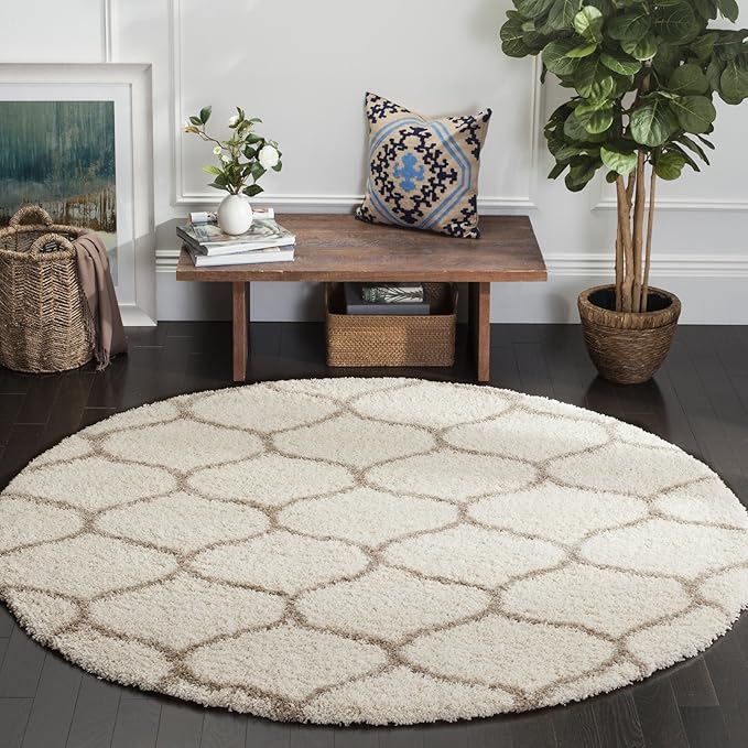 SAFAVIEH Hudson Shag Collection Accent Rug - 2' x 3', Navy & Ivory, Trellis Design, Non-Shedding & Easy Care, 2-inch Thick Ideal for High Traffic Areas in Entryway, Living Room, Bedroom (SGH280C)