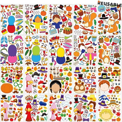 JOYIN 53 Sheets Thanksgiving Crafts Notebook with 20 Make-a-face Make A Turkey Stickers, 10 Coloring Book, 10 Scratch Cards, 5 Plain Paper and 8 Stickers Thanksgiving Party Favor Classroom Gifts