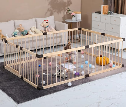 Baby Playpen,Playpen for Babies and Toddlers, Wooden Baby Playpen,79x71, Baby Play Pen,Baby Play Fence,Baby Play Yards,Baby Activity Center (180x200CM)