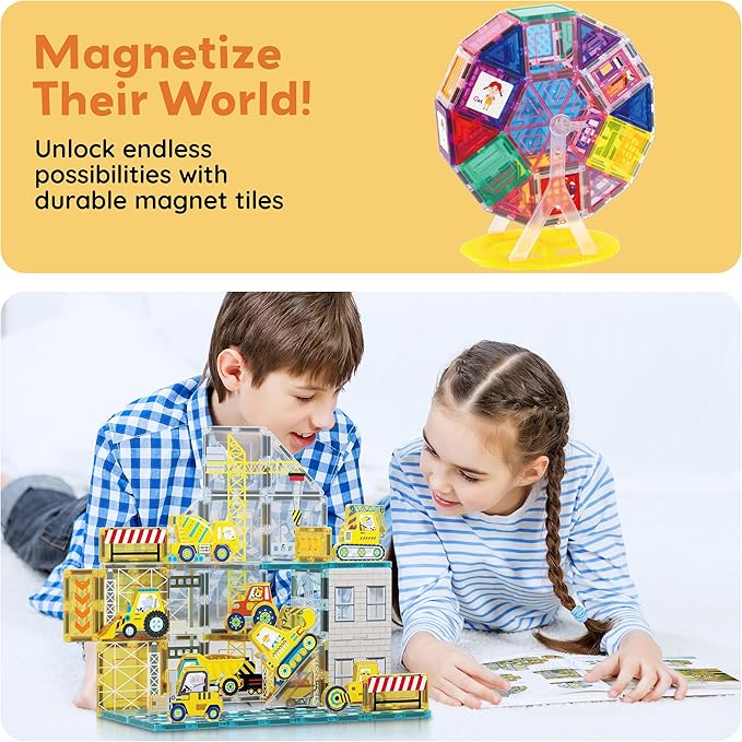 PicassoTiles Magnetic Tile Building Idea Book 230 Pages Illustrated Design Guide with 300 Creative Builds for Kids STEM Learning Creativity and Brain Development Educational Toy Ages 3 Plus PTIDEABOOK
