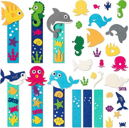 HubirdSall Ocean Animal Felt Craft Kit - Make Your Own Under The Sea Bookmarks and Party Favors for Kids