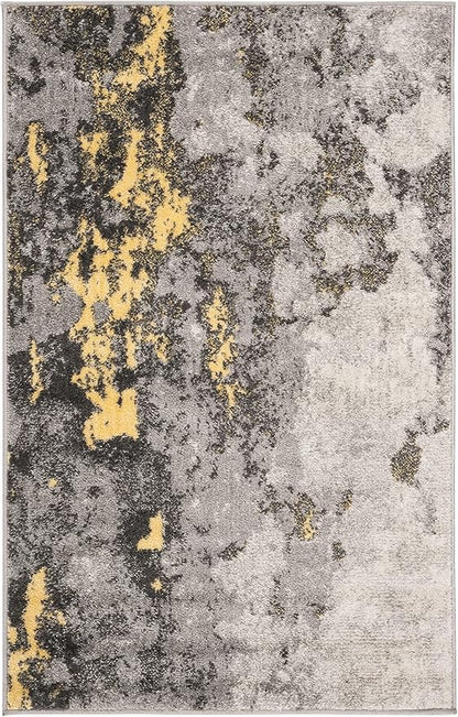 SAFAVIEH Adirondack Collection Accent Rug - 2'6" x 4', Grey & Yellow, Modern Abstract Design, Non-Shedding & Easy Care, Ideal for High Traffic Areas in Entryway, Living Room, Bedroom (ADR134H)