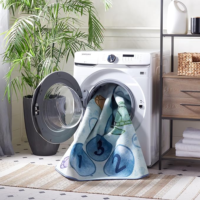 SAFAVIEH Kids Playhouse Collection Area Rug - 5' Round, Blue & Grey, Non-Shedding Machine Washable & Slip Resistant Ideal for High Traffic Areas for Boys & Girls in Playroom, Nursery (KPH217M)