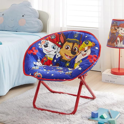 Idea Nuova Paw Patrol Chase, Rubble and Marshall Toddler 19” Folding Saucer™ Chair with Metal Frame, Ages 3+