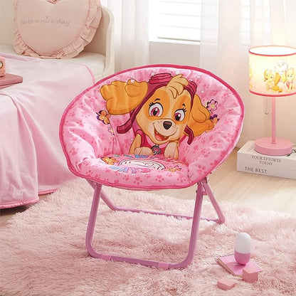 Idea Nuova Paw Patrol Skye Toddler 19” Folding Saucer™ Chair with Pink Metal Frame, Ages 3+