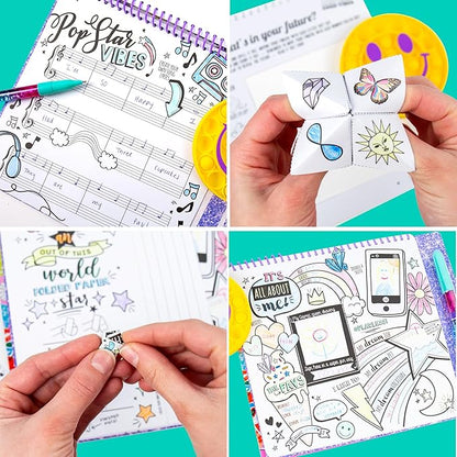 Just My Style Pop & Color Sketchbook, Creative Fidget Sketchbook and Pen Set, Great Weekend Activity, Includes Cute Puffy Stickers & Mindfulness Activity Book for Kids Ages 6, 7, 8, 9
