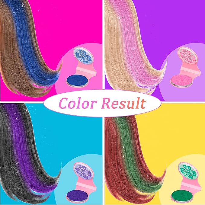 Hair Chalk for Girls 6 Color Temporary Hair Color Dye Shimmer Glitter Hair Color Makeup Washable Hair dye Christmas Birthday Gift for Girls Age 4 5 6 7 8 9 10-12 Year Old