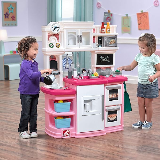 Step2 784200 Great Gourmet Kitchen | Durable Kids Kitchen Playset with Lights & Sounds | Pink Plastic Play Kitchen, 16.75 x 39 x 46 inches