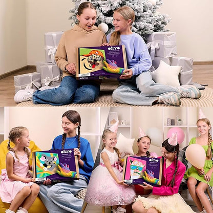 Okto Paint by Numbers for Children - Kid's Paint by Numbers Kits with Air Dry Clay, Unique 2D Wall Art, Sensory Canvas, Pug Themed, Framed Animal Kit for Age 5+