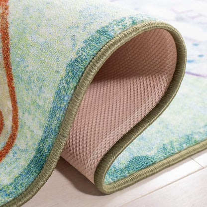 SAFAVIEH Kids Playhouse Collection Accent Rug - 3'3" x 5'3", Green & Blue, Non-Shedding Machine Washable & Slip Resistant Ideal for High Traffic Areas for Boys & Girls in Playroom, Bedroom (KPH256Y)