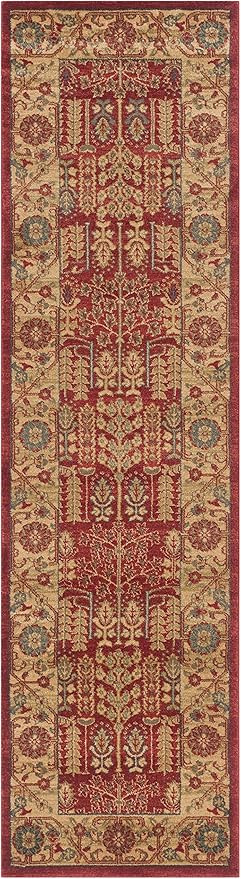 SAFAVIEH Mahal Collection Runner Rug - 2'2" x 8', Red & Natural, Traditional Oriental Design, Non-Shedding & Easy Care, Ideal for High Traffic Areas in Living Room, Bedroom (MAH697A)