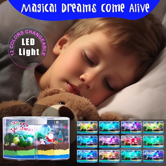 Carolart 3 in 1 Light Up Dinosaur Terrarium Kit,Space, Christmas kit,LED Night Light Up & Remote Boy Birthday Gifts Arts & Crafts Toy for Boys