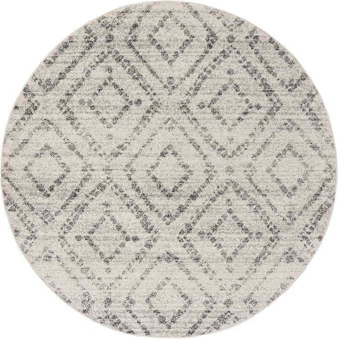 SAFAVIEH Adirondack Collection 3' Round Light Grey/Grey ADR131C Diamond Distressed Non-Shedding Living Room Bedroom Area Rug