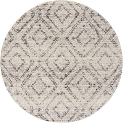 SAFAVIEH Adirondack Collection 3' Round Light Grey/Grey ADR131C Diamond Distressed Non-Shedding Living Room Bedroom Area Rug