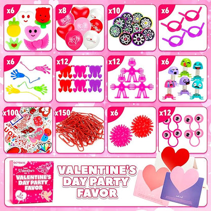 500+ Pcs Valentine's Day Party Favors Toy Assortment Set Valentine Goodie Bag Stuffers Valentine Prizes Rewards Bulk for Kids Students Valentine Party Favors Treats School Classroom Gift Exchange