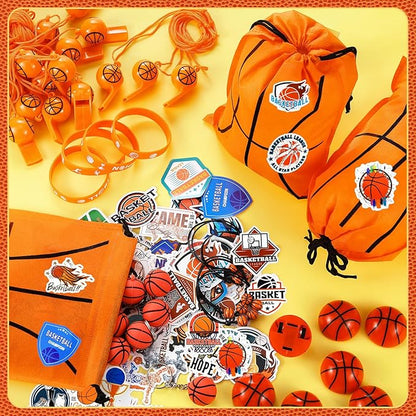 Aoriher 194 Pcs Basketball Party Favors Set Sport Silicone Bracelet Sport Car Keychain Whistle for Girls Boys Birthday Gifts Sport Themed Party Supplies