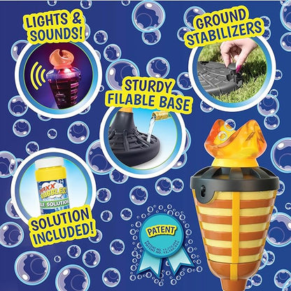 Tiki Torch Bubbler - Valentine's Bubble Machine with Lights and Music, Bubble Blower and Wand, Rechargeable Outdoor Toy for Kids Teens Birthday Party, 4 Feet Tall, Includes 4oz Bubble Solution