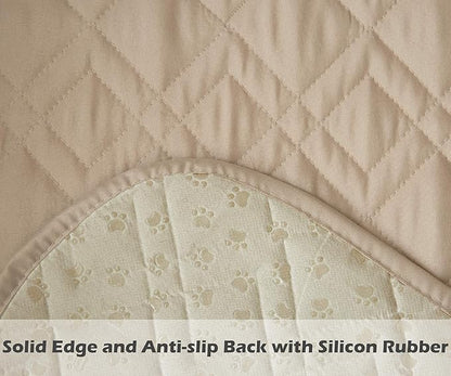 Ameritex Couch Sofa Slipcover 100% Waterproof Nonslip Quilted Furniture Protector for Dogs, Children, Pets, Machine Washable (Beige, 68")
