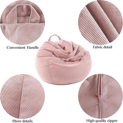 LPMOERA Stuffed Animal Storage Bean Bag Chair Cover (No Filler) for Kids and Adults.Pets Dogs/Cats Lazy Beds.Soft Premium Corduroy Stuffable Bean Bag for Organizing Children Plush Toys or Memory Foam