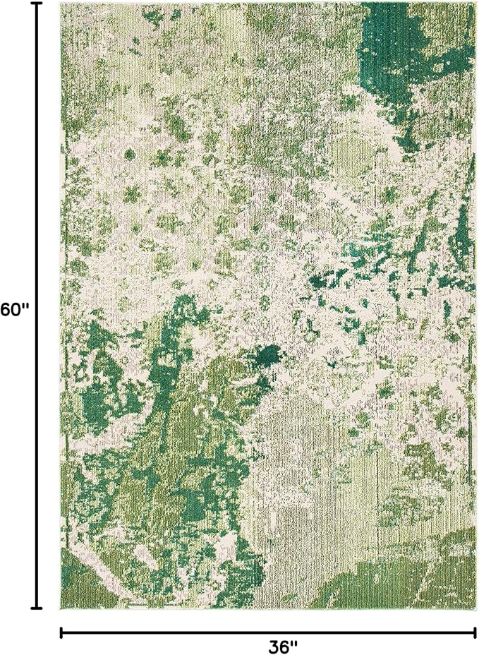 SAFAVIEH Madison Collection Accent Rug - 3' x 5', Green & Ivory, Modern Abstract Design, Non-Shedding & Easy Care, Ideal for High Traffic Areas in Entryway, Living Room, Bedroom (MAD499Y)
