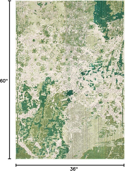 SAFAVIEH Madison Collection Accent Rug - 3' x 5', Green & Ivory, Modern Abstract Design, Non-Shedding & Easy Care, Ideal for High Traffic Areas in Entryway, Living Room, Bedroom (MAD499Y)