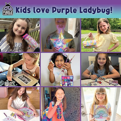 PURPLE LADYBUG Mosaic Photo Frame Craft Kit - Girls Valentines Gifts, DIY Arts & Crafts for Girls 8-12, Girls Birthday Gift, Kids Easter Gifts, Teen Gifts for Ages 6-12