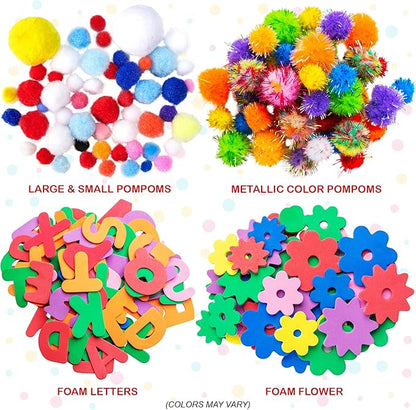 Dragon Too Mega Kids Crafts and Art Supplies Jar Kit - 1000+ Piece Set - Instructional Booklet Included - Revised Glitter Glue, Construction Paper, Popsicle Sticks, Googly Eyes, Pipe Cleaners