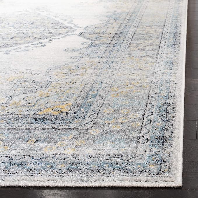 SAFAVIEH Evoke Collection 2'2" x 7' Grey/Blue EVK250F Oriental Medallion Distressed Non-Shedding Living Room Entryway Foyer Hallway Bedroom Runner Rug
