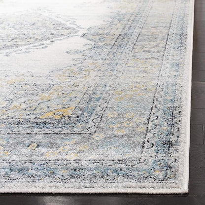 SAFAVIEH Evoke Collection 2'2" x 7' Grey/Blue EVK250F Oriental Medallion Distressed Non-Shedding Living Room Entryway Foyer Hallway Bedroom Runner Rug