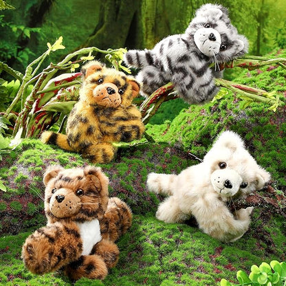 HyDren 4 Pcs Stuffed Animal Slap Bracelets for Kids,8 Inch Plush Snow Leopard Hamster Hugger Slap Bracelets Bulk Toy Hug Snap Wristbands for Girls Boys Birthday Gifts Party Favors(Snow Leopard)