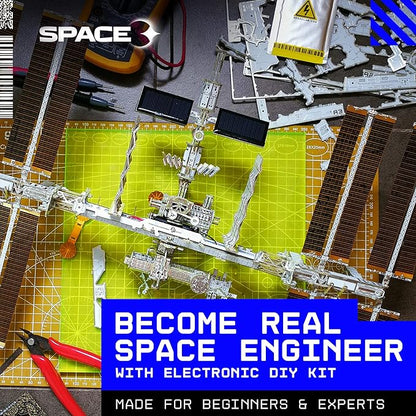 Space-O DIY Science Kit - Solar Powered International Space Station Electronic Science Kits - Educational Model Kits for 14+ Year Old Teens - Smart Science Toys Gifts for Teenagers, Adults