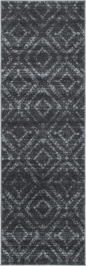 SAFAVIEH Adirondack Collection Runner Rug - 2'6" x 8', Dark Grey & Grey, Modern Diamond Distressed Design, Non-Shedding & Easy Care, Ideal for High Traffic Areas in Living Room, Bedroom (ADR131F)